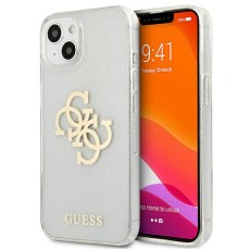 Guess 4G Glitter Big Logo Collection Back Case GUHCP13SPCUGL4GTR priekš Apple iPhone 13 mini - Caurspīdīgs - silkona aizmugures apvalks / bampers-vāciņš