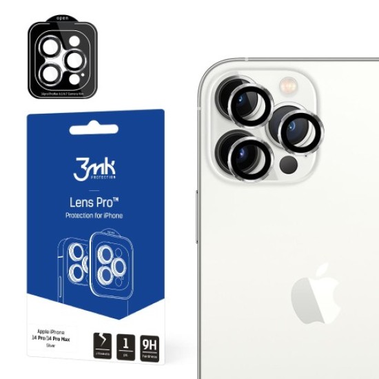 3MK Lens Protection Pro Tempered Glass camera protector priekš Apple iPhone 14 Pro / 14 Pro Max - Sudrabains - aizmugurējās kameras aizsargstikls
