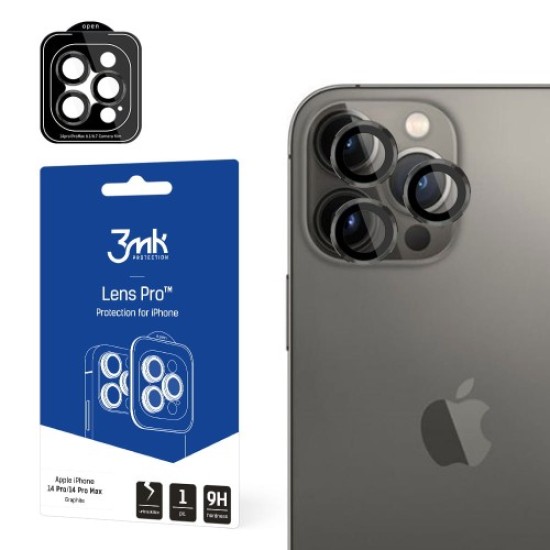 3MK Lens Protection Pro Tempered Glass camera protector priekš Apple iPhone 14 Pro / 14 Pro Max - Pelēks - aizmugurējās kameras aizsargstikls