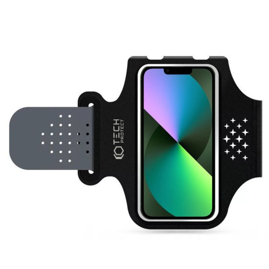 Tech-Protect M1 Universal Sport Armband priekš viedtālruņiem ar 6.0 inch ekrānu - Melns - Universāls maks ietvars - Sporta futlāris rokas aproce fitnesam saite