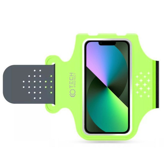 Tech-Protect M1 Universal Sport Armband priekš viedtālruņiem ar 6.0 inch ekrānu - Koši Zaļš - Universāls maks ietvars - Sporta futlāris rokas aproce fitnesam saite