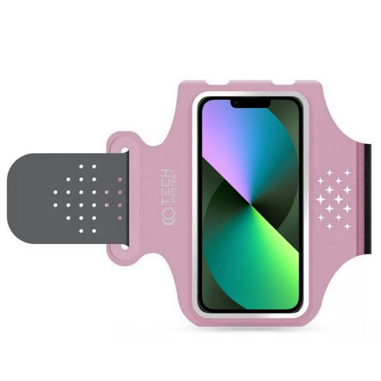 Tech-Protect M1 Universal Sport Armband priekš viedtālruņiem ar 6.0 inch ekrānu - Rozā - Universāls maks ietvars - Sporta futlāris rokas aproce fitnesam saite