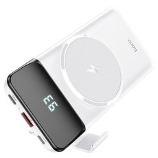 Hoco J76 with LCD 10000mAh MagSafe QI Wireless Fast Charging Power Bank Type-C PD 22.5W / USB QC 3.0 Ligzda - Balts - Universāla ārējas uzlādes batereja lādētājs ar Magsafe / akumulators
