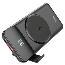 Hoco J76 with LCD 10000mAh MagSafe QI Wireless Fast Charging Power Bank Type-C PD 22.5W / USB QC 3.0 Ligzda - Melns - Universāla ārējas uzlādes batereja lādētājs ar Magsafe / akumulators