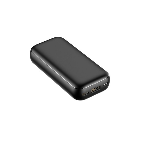 Veger 10000mAh Fast Charging Power Bank USB 5V/3A QC 3.0 / USB Type-C 5V/3A PD 20W ligzda - Melns - Universāla ārējas uzlādes batereja lādētājs-akumulators