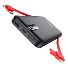 Borofone BJ2 Buena 10000mAh PowerBank USB 5V/2A / USB Type-C 5V/2A Ligzda with Lightning / Micro USB / Type-C cable - Melns - Universāla ārējas uzlādes batereja lādētājs-akumulators