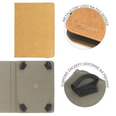 Wonder Leather Universal Book Case priekš 13 inch Tablet PC - Zelts - Universāls sāniski atverams maks planšetdatoriem ar stendu