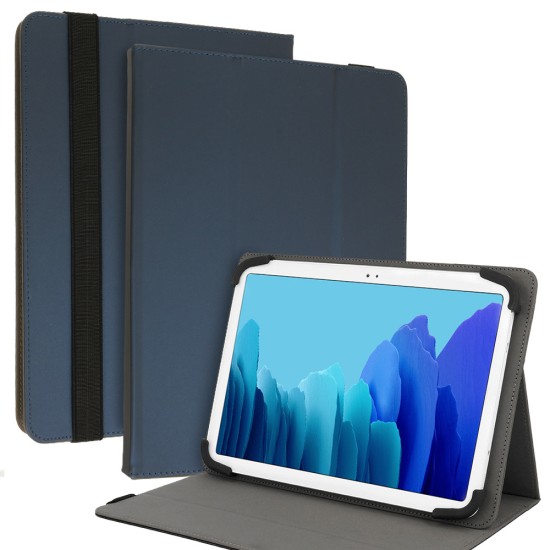 Wonder Soft Universal Book Case priekš 10 inch Tablet PC - Tumši Zils - Universāls sāniski atverams maks planšetdatoriem ar stendu