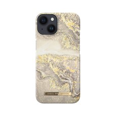 iDeal of Sweden Fashion SS19 Back Case priekš Apple iPhone 14 - Sparkle Greige Marble - plastikāta aizmugures apvalks ar iebūvētu metālisku plāksni / bampers-vāciņš