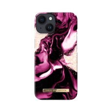 iDeal of Sweden Fashion AW21 Back Case priekš Apple iPhone 14 - Golden Ruby Marble - plastikāta aizmugures apvalks ar iebūvētu metālisku plāksni / bampers-vāciņš