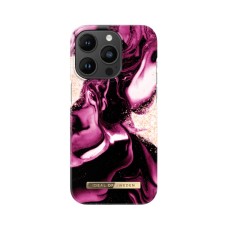 iDeal of Sweden Fashion AW21 Back Case priekš Apple iPhone 14 Pro - Golden Ruby Marble - plastikāta aizmugures apvalks ar iebūvētu metālisku plāksni / bampers-vāciņš