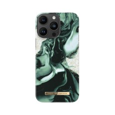 iDeal of Sweden Fashion AW21 Back Case priekš Apple iPhone 14 Pro Max - Golden Olive Marble - plastikāta aizmugures apvalks ar iebūvētu metālisku plāksni / bampers-vāciņš