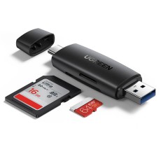 Ugreen CM304 SD / Micro SD Card Reader with USB and Type-C Connectors - Melns - atmiņas karšu lasītājs ar USB un Type-C izeju