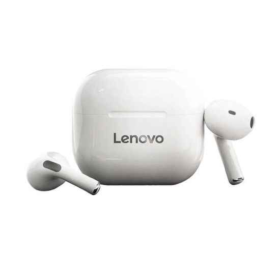 Lenovo LP40 TWS Wirelees Bluetooth V5.0 Touch Control Earphones with Charging Base Universālas Bezvadu Austiņas - Baltas