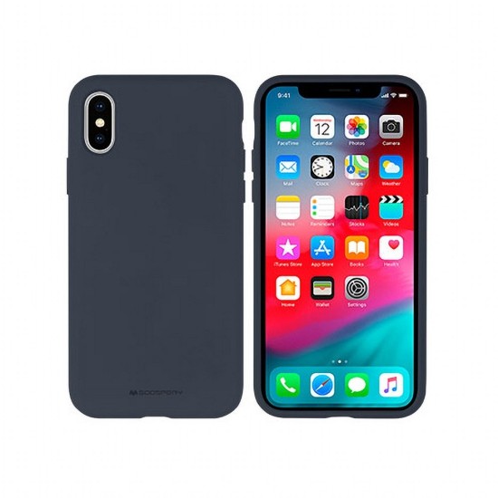 Mercury Silicone Case (Microfiber Soft Touch) priekš Apple iPhone 14 Pro Max - Tumši Zils - matēts silikona aizmugures apvalks (bampers vāciņš)