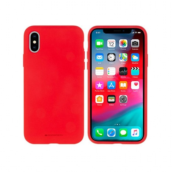 Mercury Silicone Case (Microfiber Soft Touch) priekš Apple iPhone 14 Pro - Sarkans - matēts silikona aizmugures apvalks (bampers vāciņš)