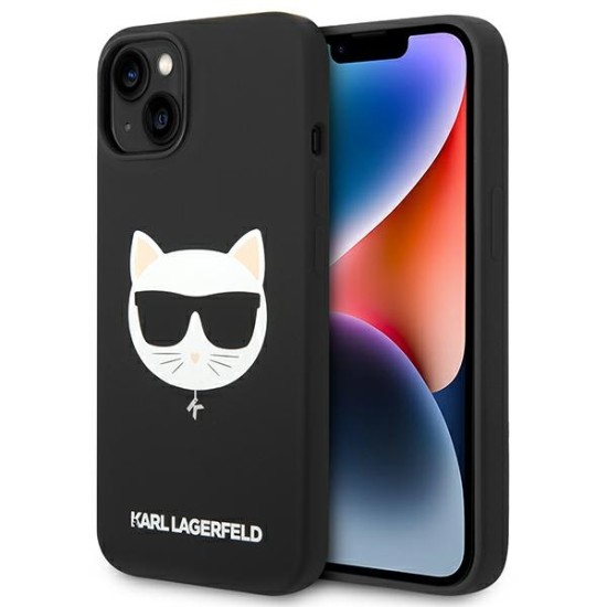 Karl Lagerfeld Silicone Choupette MagSafe series Back Case KLHMP14SSLCHBK priekš Apple iPhone 14 - Melns - silikona aizmugures apvalks / bampers-vāciņš