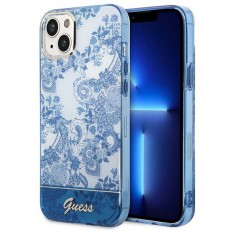 Guess Porcelain Collection Back Case GUHCP14MHGPLHB priekš Apple iPhone 14 Plus - Gaiši Zils - silkona aizmugures apvalks / bampers-vāciņš
