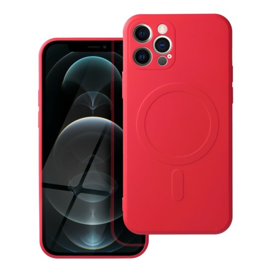 Silicone MagSafe Back Case priekš Apple iPhone 12 Pro Max - Sarkans - silikona aizmugures apvalks / bampers-vāciņš