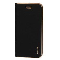 Vennus Luna Book Gold Case priekš Samsung Galaxy A22 5G A226 - Melns - sāniski atverams maciņš ar magnētu un stendu / grāmatveida maks