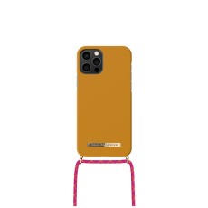 iDeal of Sweden Ordinary Necklace AG22 Back Case priekš Apple iPhone 12 / 12 Pro - Ochre Yellow - plastikāta aizmugures apvalks ar auklu un iebūvētu metālisku plāksni / bampers-vāciņš