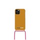iDeal of Sweden Ordinary Necklace AG22 Back Case priekš Apple iPhone 12 / 12 Pro - Ochre Yellow - plastikāta aizmugures apvalks ar auklu un iebūvētu metālisku plāksni / bampers-vāciņš