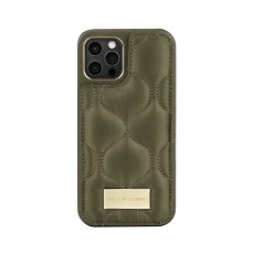 iDeal of Sweden Atelier AG22 Back Case priekš Apple iPhone 12 / 12 Pro - Puffy Khaki - mākslīgās ādas aizmugures apvalks ar turētāju / bampers-vāciņš