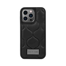 iDeal of Sweden Atelier AG22 Back Case priekš Apple iPhone 14 Pro - Puffy Black - mākslīgās ādas aizmugures apvalks ar turētāju / bampers-vāciņš