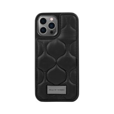 iDeal of Sweden Atelier AG22 Back Case priekš Apple iPhone 14 Pro Max - Puffy Black - mākslīgās ādas aizmugures apvalks ar turētāju / bampers-vāciņš