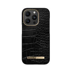 iDeal of Sweden Atelier AW20 Back Case priekš Apple iPhone 14 Pro - Neo Noir Croco - mākslīgās ādas aizmugures apvalks ar iebūvētu metālisku plāksni / bampers-vāciņš