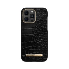 iDeal of Sweden Atelier AW20 Back Case priekš Apple iPhone 14 Pro Max - Neo Noir Croco - mākslīgās ādas aizmugures apvalks ar iebūvētu metālisku plāksni / bampers-vāciņš