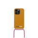 iDeal of Sweden Ordinary Necklace AG22 Back Case priekš Apple iPhone 14 Pro - Ochre Yellow - plastikāta aizmugures apvalks ar auklu un iebūvētu metālisku plāksni / bampers-vāciņš