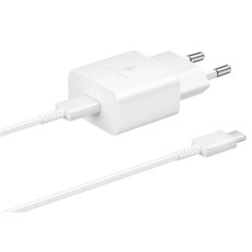 Samsung EP-T1510EWE Type-C Fast Charge PD 15W Tīkla lādētājs ar Type-C uz Type-C vadu 1M (bez iepakojuma) - Balts - Oriģināls - USB-C tīkla lādētājs