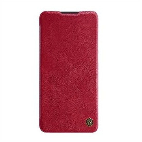 NILLKIN Qin Series Card Holder Leather Flip Case priekš OnePlus 10 Pro 5G - Sarkans - sāniski atverams maciņš / grāmatveida maks