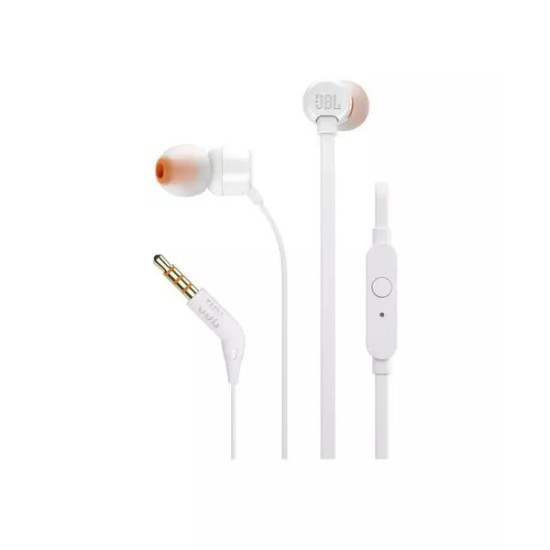 JBL T110 In-Ear Stereo Earphones with Remote and Mic jack 3.5mm - Белые - Универсальные стерео наушники с микрофоном и пультом