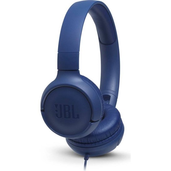 JBL T500 Pure Bass Sound Wired On-Ear Stereo Headphones with Remote and Mic jack 3.5mm - Zilas - Universālas stereo austiņas ar mikrofonu un pulti