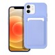 Forcell Card Back Case priekš Apple iPhone 12 / 12 Pro - Violets - silikona aizmugures apvalks ar kabatiņu / bampers-vāciņš