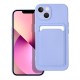 Forcell Card Back Case priekš Apple iPhone 13 - Violets - silikona aizmugures apvalks ar kabatiņu / bampers-vāciņš