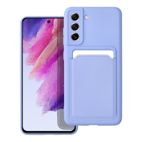 Forcell Card Back Case priekš Samsung Galaxy S21 FE 5G G990 - Violets - silikona aizmugures apvalks ar kabatiņu / bampers-vāciņš