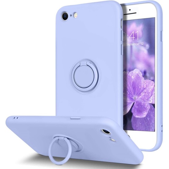 Forcell Silicone Ring Back Case priekš Apple iPhone 7 / 8 / SE2 (2020) / SE3 (2022) - Violets - silikona aizmugures apvalks ar gredzenu / bampers-vāciņš