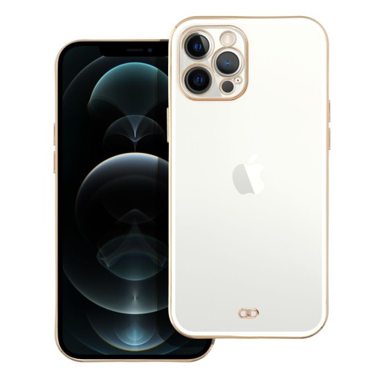 Lux Back Case priekš Apple iPhone 12 Pro Max - Caurspīdīgs / Balts - silikona aizmugures apvalks / bampers-vāciņš