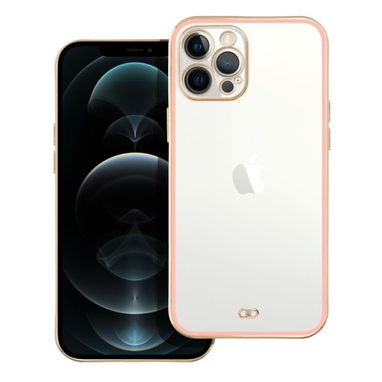 Lux Back Case priekš Apple iPhone 12 Pro - Caurspīdīgs / Rozā - silikona aizmugures apvalks / bampers-vāciņš