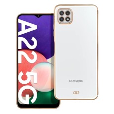 Lux Back Case priekš Samsung Galaxy A22 5G A226 - Caurspīdīgs / Balts - silikona aizmugures apvalks / bampers-vāciņš