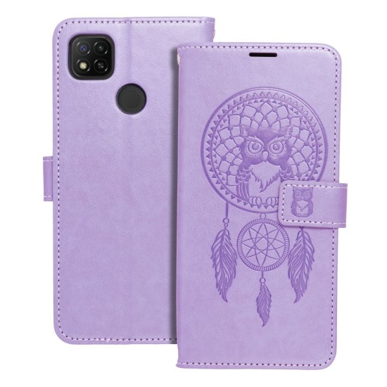 Forcell Mezzo Book Case для Xiaomi Redmi 9A - Фиолетовый / Ловец Снов - чехол-книжка со стендом / подставкой и шнурком
