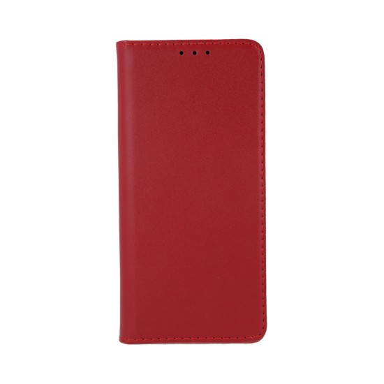 Genuine Leather Case Smart Pro priekš Xiaomi Poco M4 Pro 5G - Sarkans - dabīgās ādas maciņš sāniski atverams ar stendu