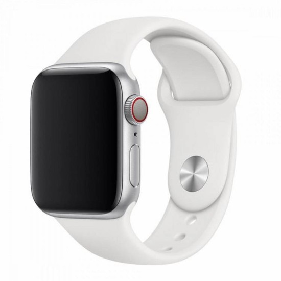 Devia Strap Deluxe Sport priekš Apple Watch 42 / 44 / 45 mm / Ultra 49 mm - Balts - silikona siksniņa (josta) priekš pulksteņiem
