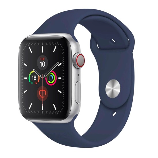 Silicone Watch Band size M / L для Apple Watch 42 / 44 / 45 mm / Ultra 49 mm - Тёмно Синий - силиконовый ремешок для часов