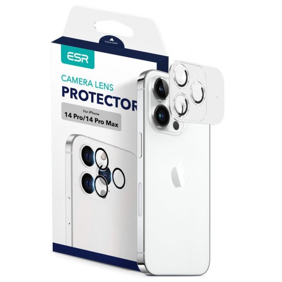 ESR Camera Lens Tempered Glass protector priekš Apple iPhone 14 Pro / 14 Pro Max - Melns - Aizmugurējās kameras aizsargstikls