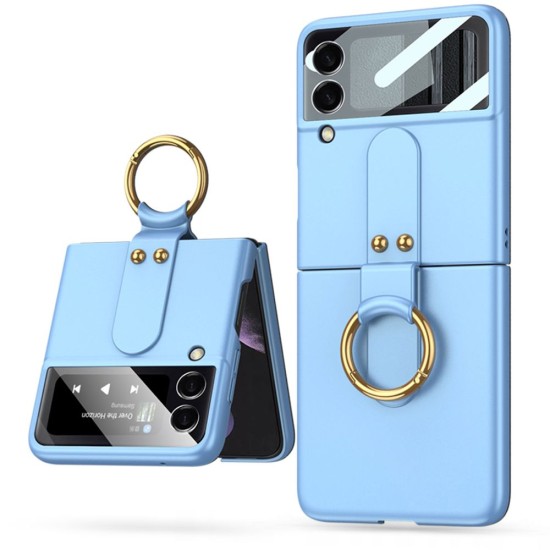 Tech-Protect Icon Ring Case priekš Samsung Galaxy Flip4 5G - Gaiši Zils - plastikāta aizmugures apvalks ar gredzenu-turētāju / vāciņš