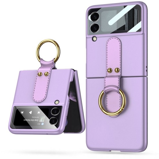 Tech-Protect Icon Ring Case priekš Samsung Galaxy Flip4 5G - Violets - plastikāta aizmugures apvalks ar gredzenu-turētāju / vāciņš